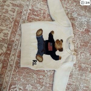 Polo by Ralph Lauren Cream Sweater with Bear Motif